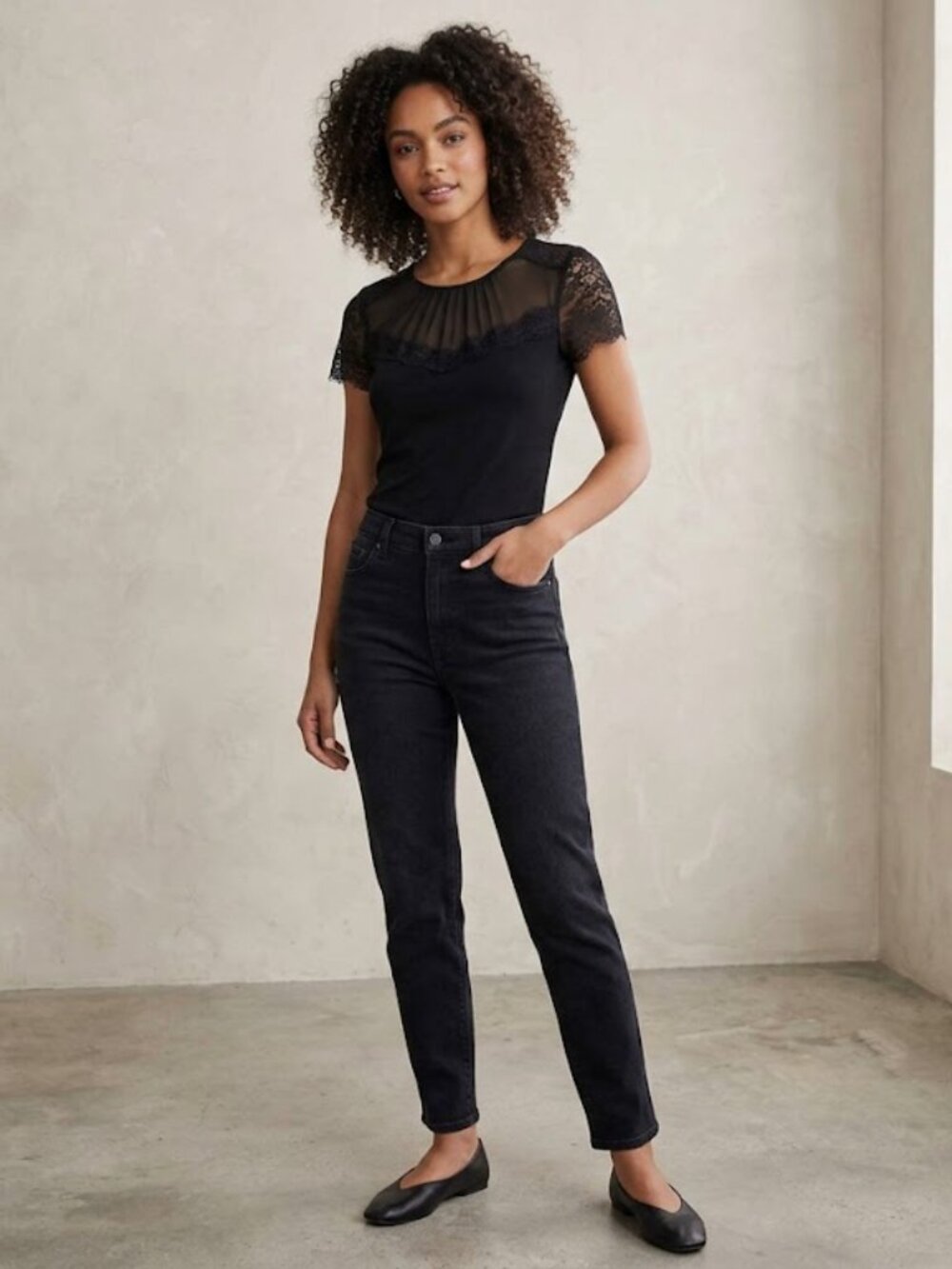 Express Black‎ Lace Top Sz Medium